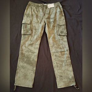 Arizona Jean Co Flex Slim Leg Fit Army Green Marble LARGE Pants Jogger Cotton